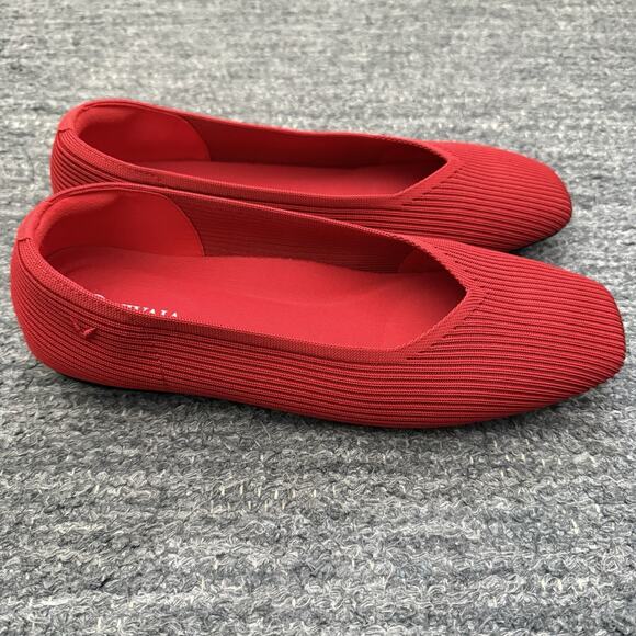 VIVAIA Shoes US 9 EURO 40.5 Square-Toe V-Cut Flats Margot 2.0 Red Ballet Knit - Picture 7 of 13